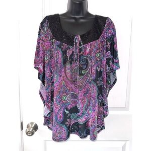 Studio Y purple and black sequin blouse